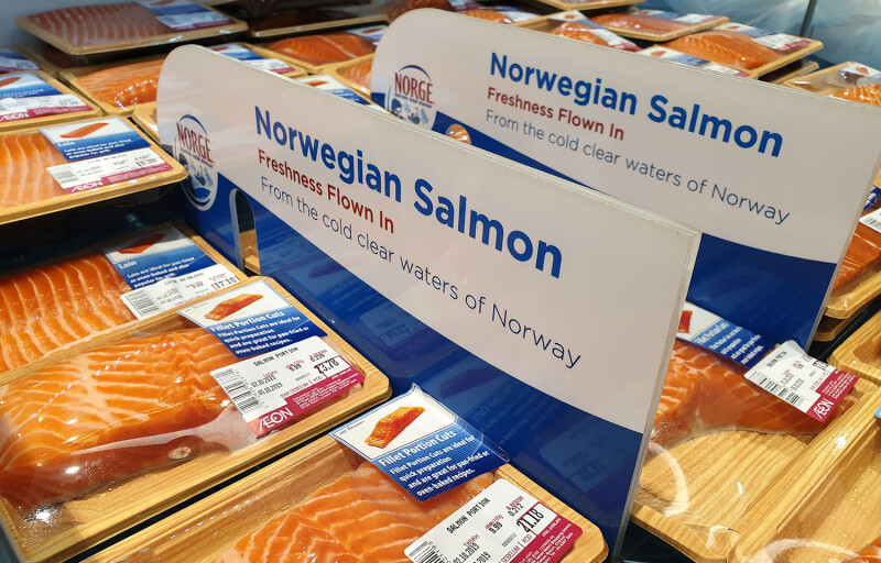 A display of Norwegian salmon