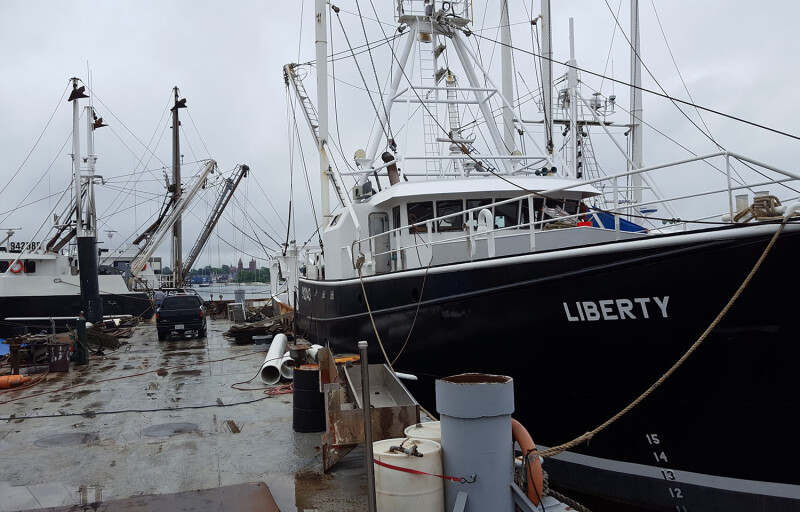 A pair of scallop boats in New Bedford, Massachusetts