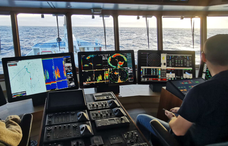 A mackerel fishing vessel's bridge