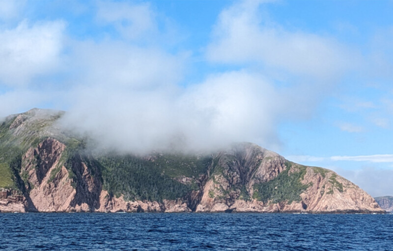 A view of Newfoundland and Labrador's South Coast Fjords from the water