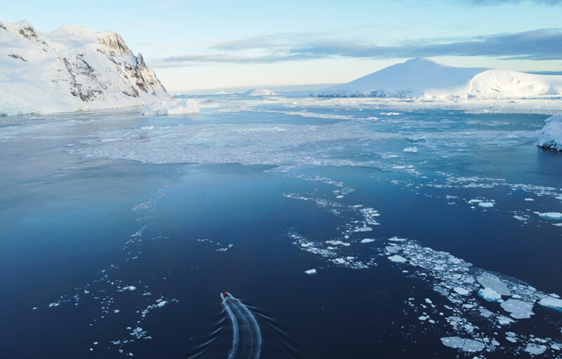 An aerial shot of the Southern Ocean