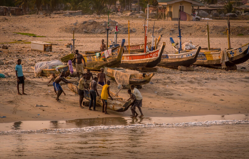 Ghana fishermen off of Accra