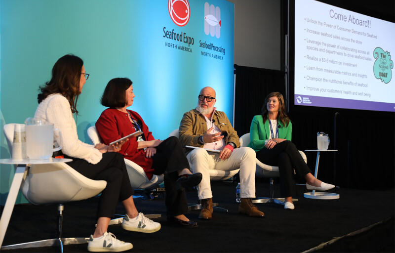 A conference panel from Seafood Expo North America's 2025 edition