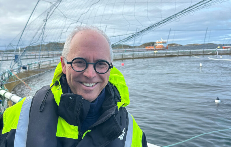 High Liner Foods President and CEO Paul Jewer at a net pen