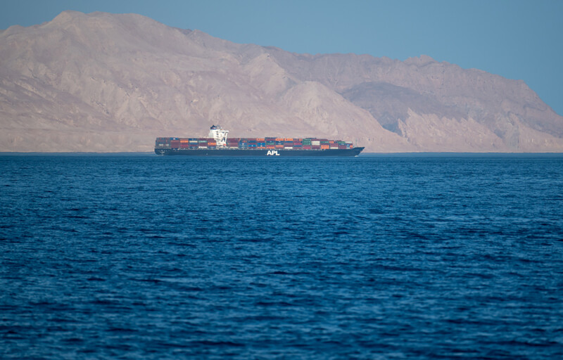 A container ship near the Strait of Hormuz