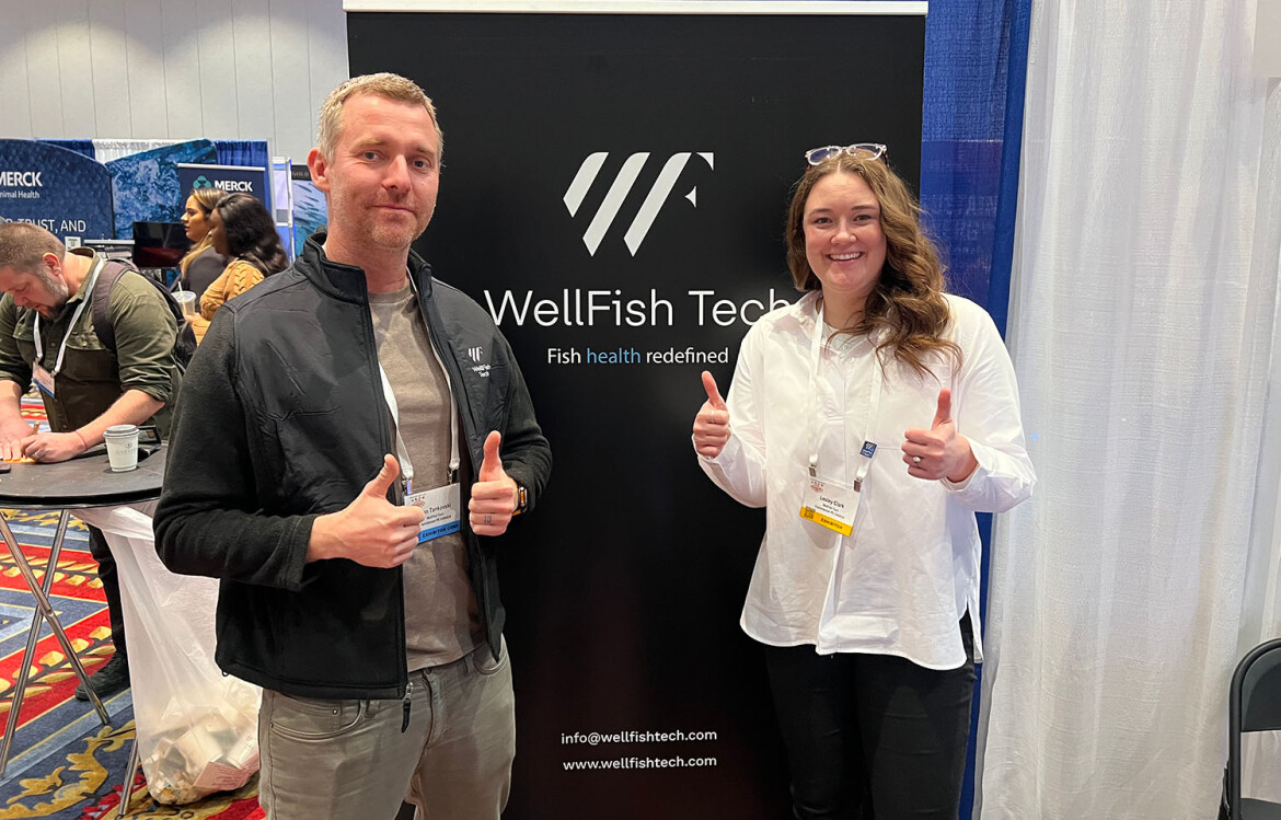 WellFish Tech Business Development and Nutrition Specialist Ivan Tankovski and Business Development Manager for North America Lesley Clark at the 2026 Aquaculture America Conference in Las Vegas, Nevada, U.S.A.