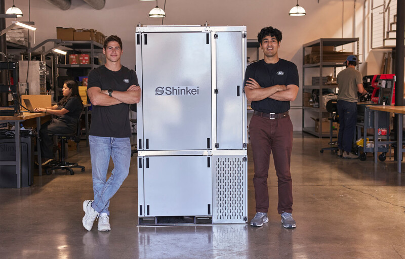 Reed Ginsberg and Saif Khawaja, co-founders of Shinkei Systems, with the company's "Poseidon" system