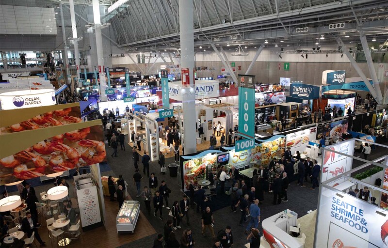 A top-down view of Seafood Expo North America