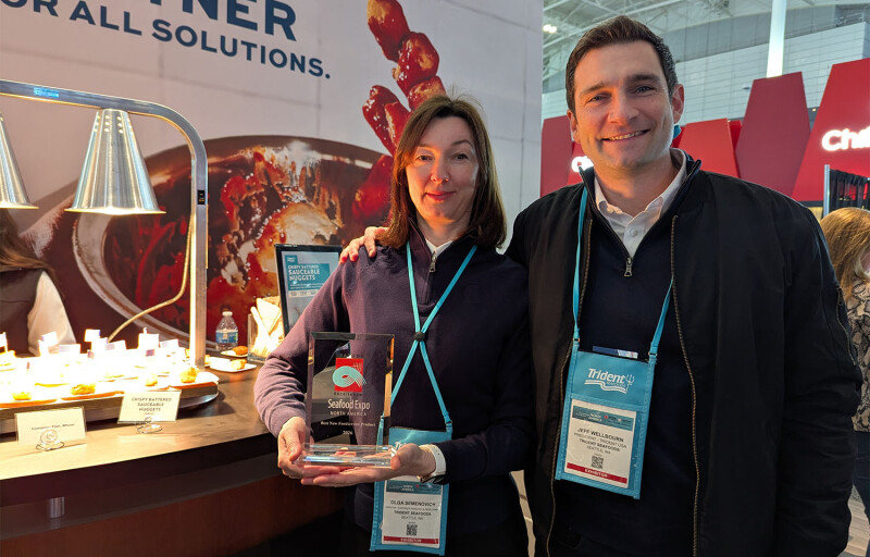 Trident Seafoods Director of Corporate Research and Development Olga Semenovich and Trident President Jeff Welbourn