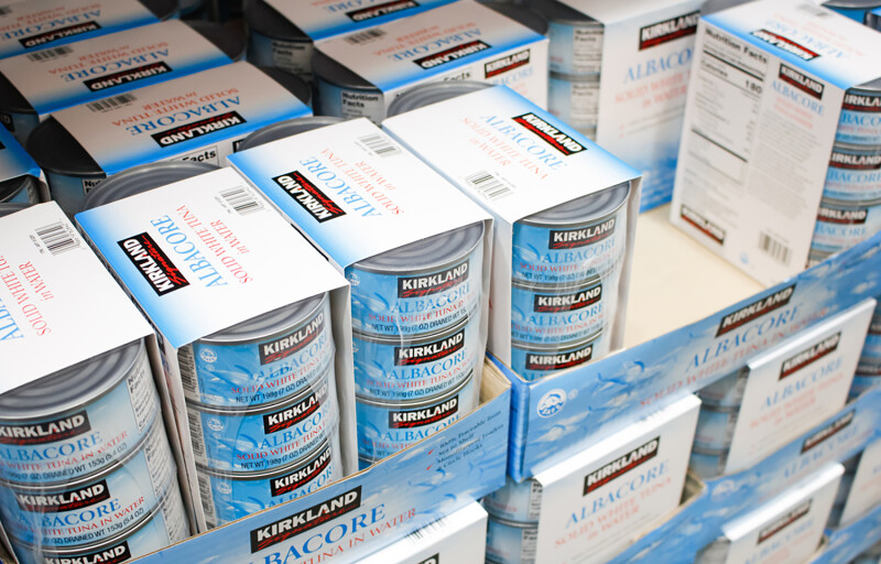 Canned tuna at a Costco store in Los Angeles, California, U.S.A.