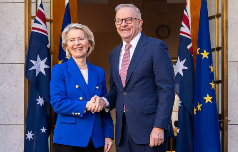 European Commission President Ursula von der Leyen and Australia Prime Minister Anthony Albanese