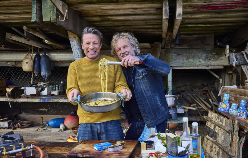 Celebrity chef Jaimie Oliver and Fish Tales founder Bart van Olphen