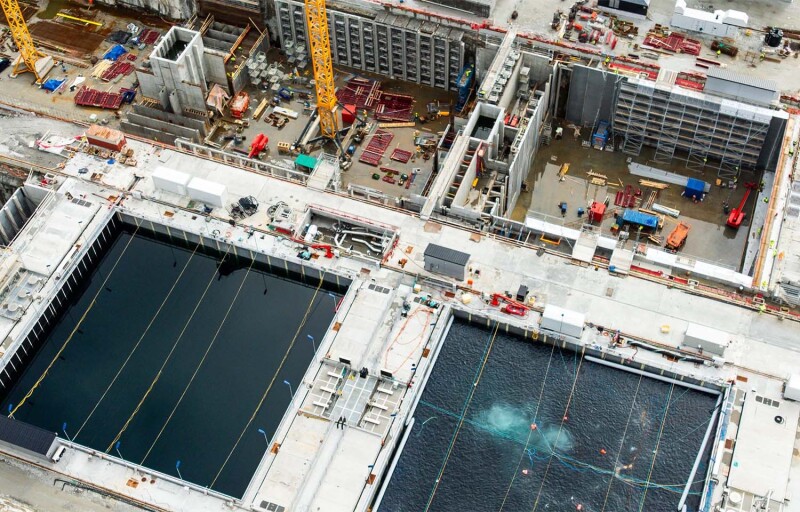 An aerial view of Andfjord Salmon's facility in Norway