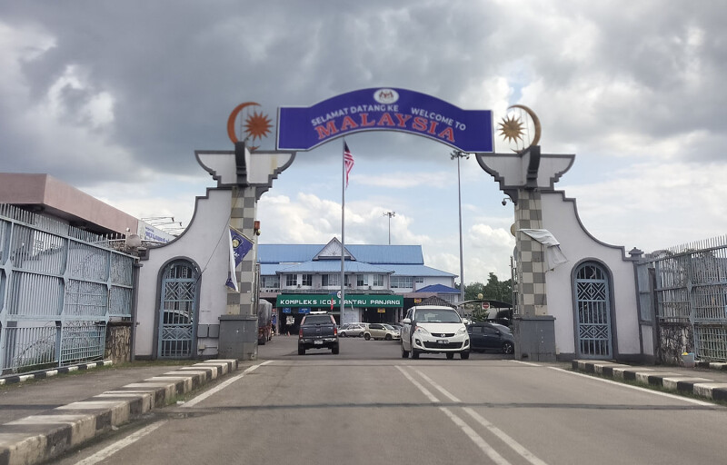 The border between Thailand and Malaysia