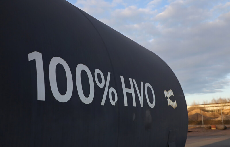 A fuel tank containing vegetable oil
