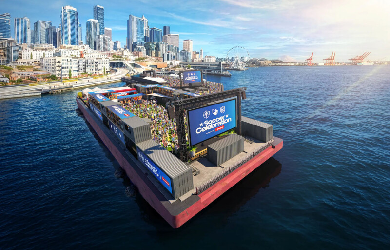 Seattle commercial fish container barge for World Cup