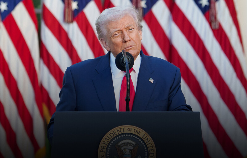 U.S. President Donald Trump standing at a podium