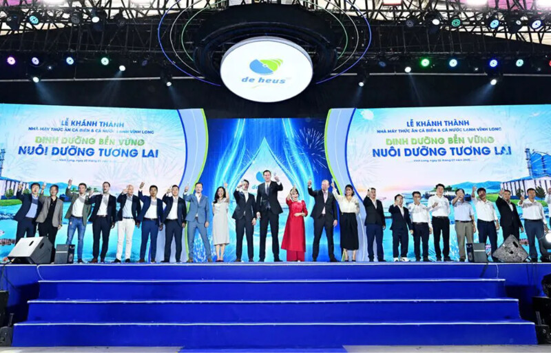 The grand opening of De Heus's new aquaculture feed mill in Vietnam