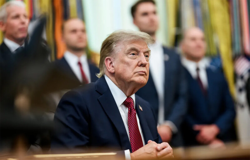 U.S. President Donald Trump sitting in the Oval Office