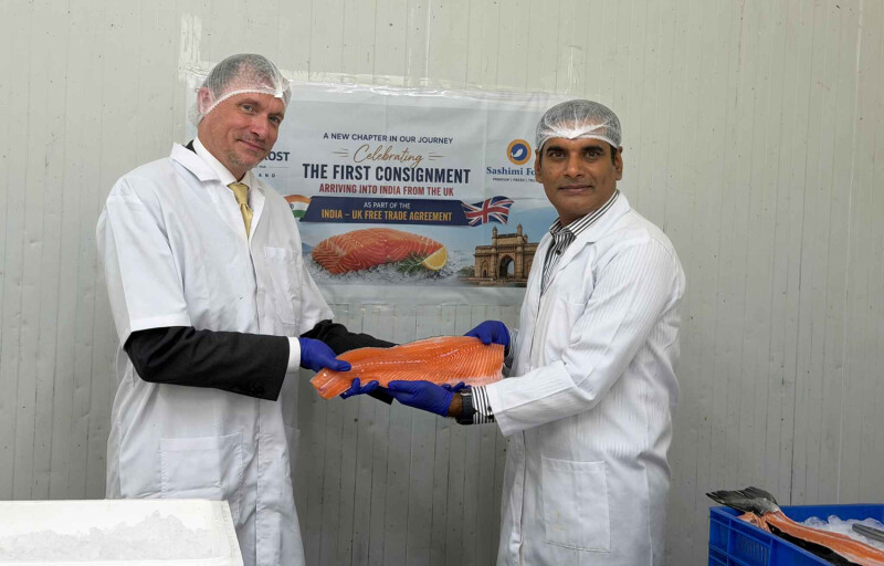 Deputy Head of Mission at the British Deputy High Commission in Bengaluru Owen Richards with Sashimi Foods CEO Kedarnath Reddy