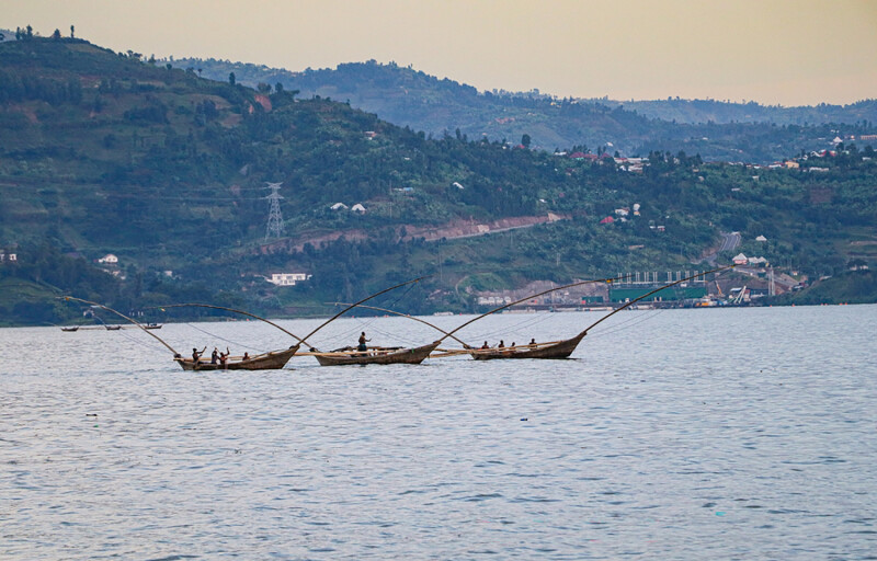 Rwandan fishermen on Lake Kivu