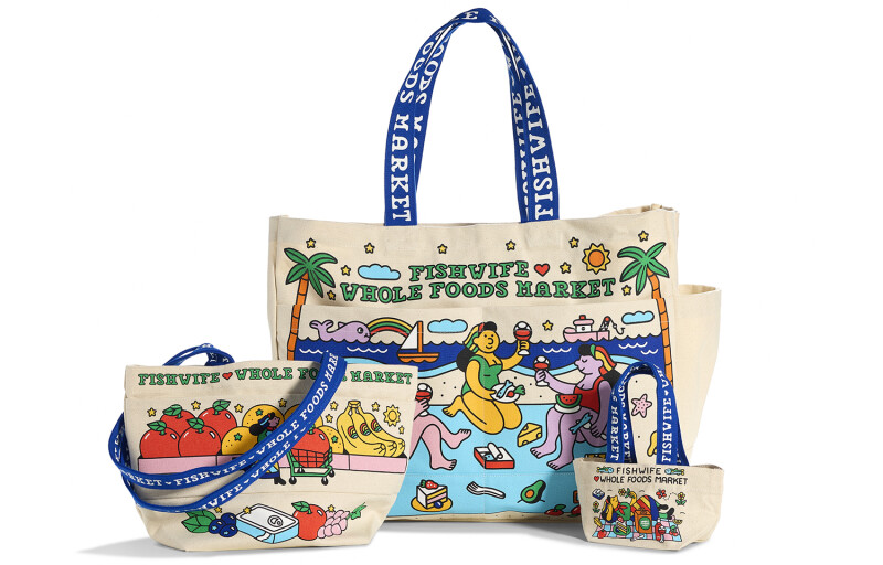 New totes made in a collaboration between Fishwife and Whole Foods