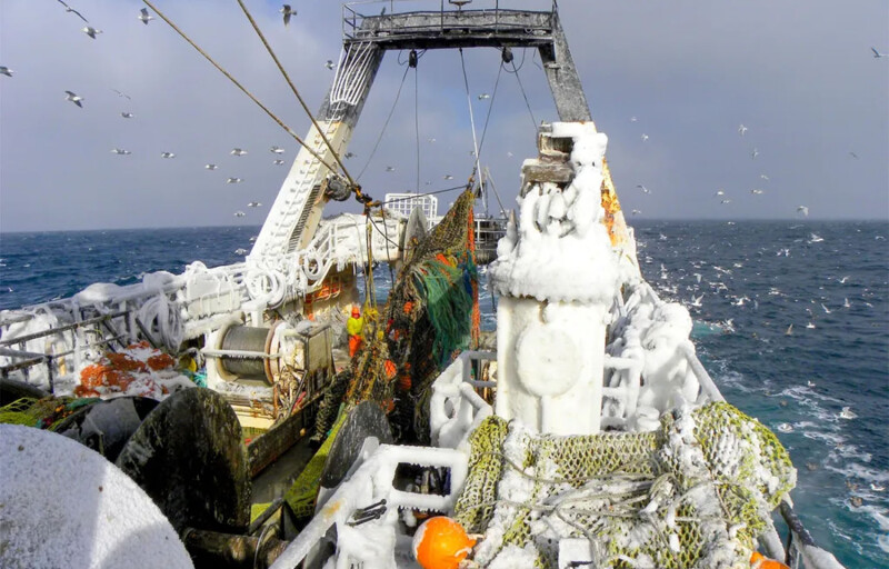 A trawl fishing vessel in Alaskan waters