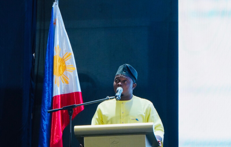 Salifu Eyiojotule Daniel at a podium