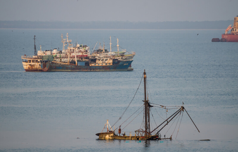 Boats off of Freetown, Sierra Leone