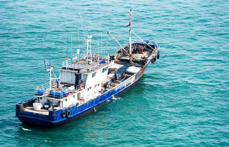 A fishing vessel at sea