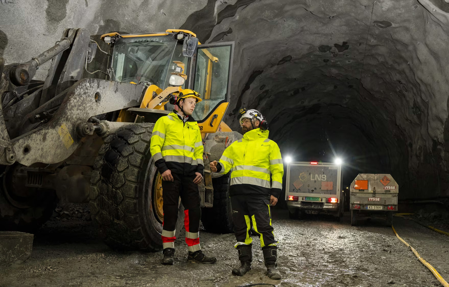 Workers operating on Andfjord Salmon's Kvalnes land-based facility