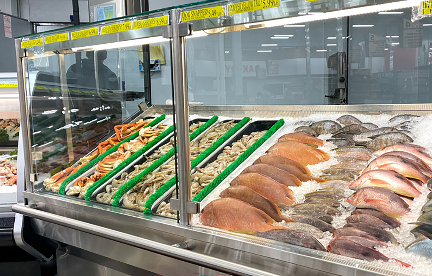 A fresh seafood counter at a Florida grocery store