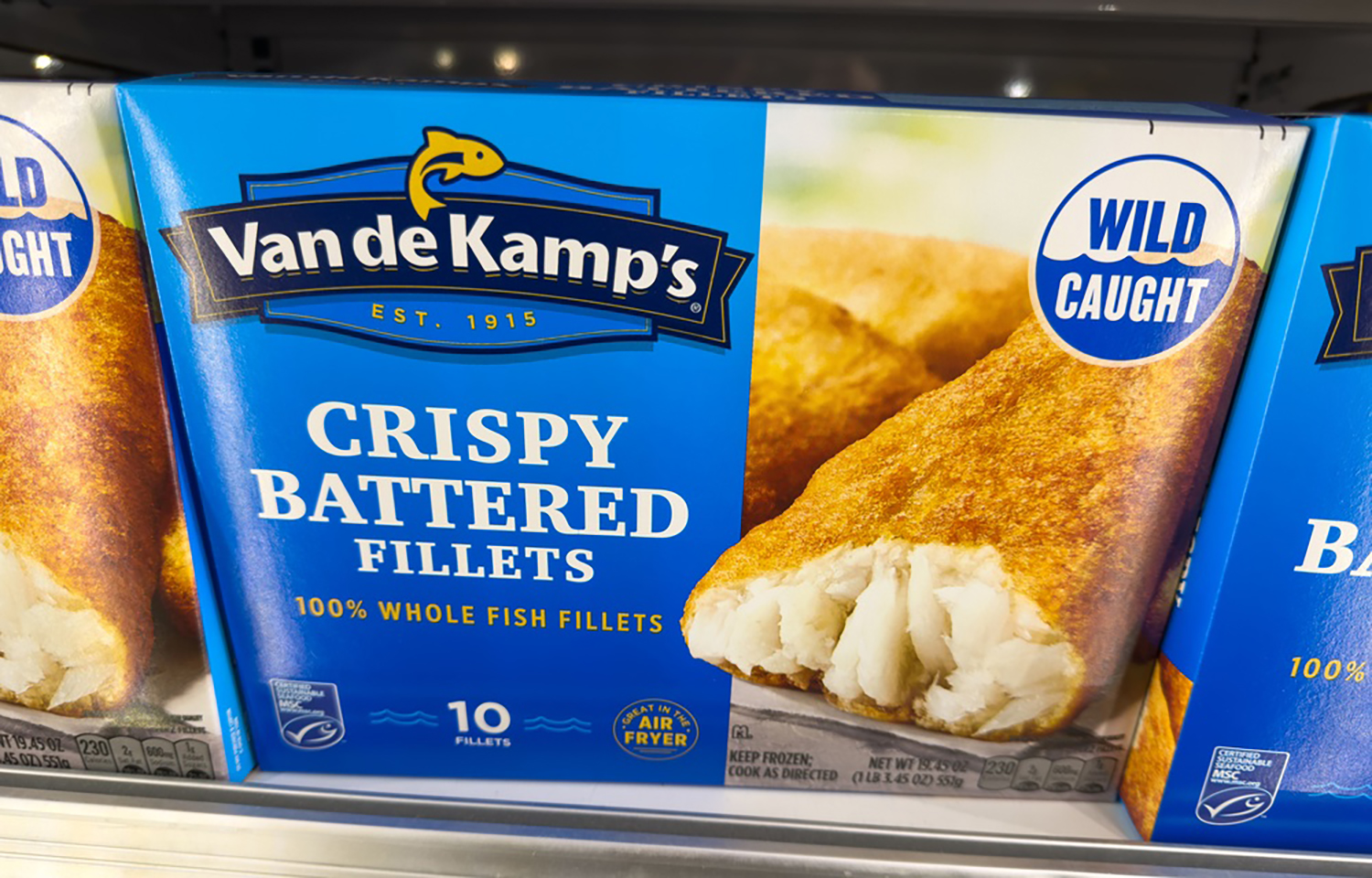 A Van de Kamp's product in a grocery freezer