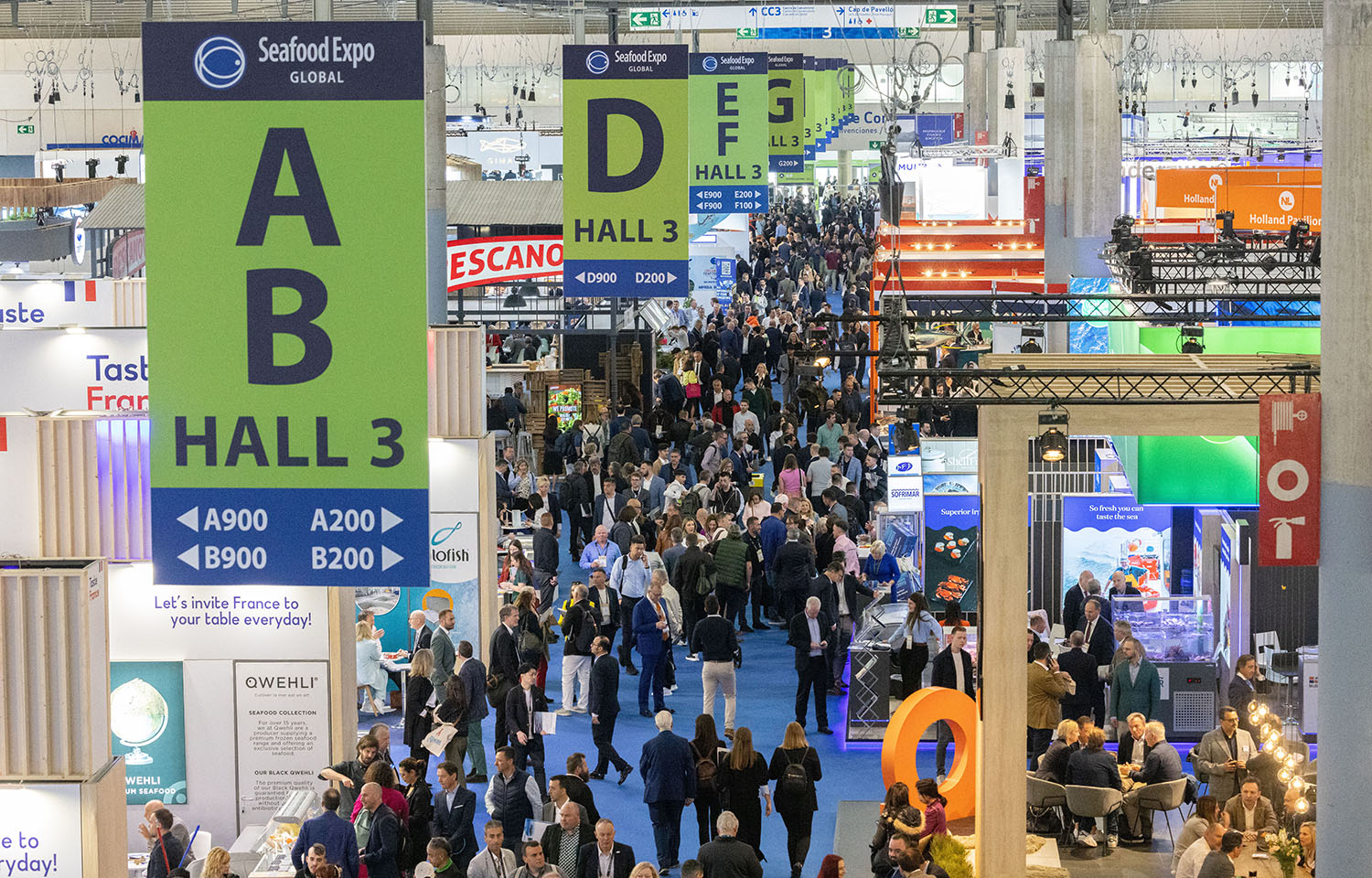 Hall 3 at the 2024 Seafood Expo Global in Barcelona, Spain