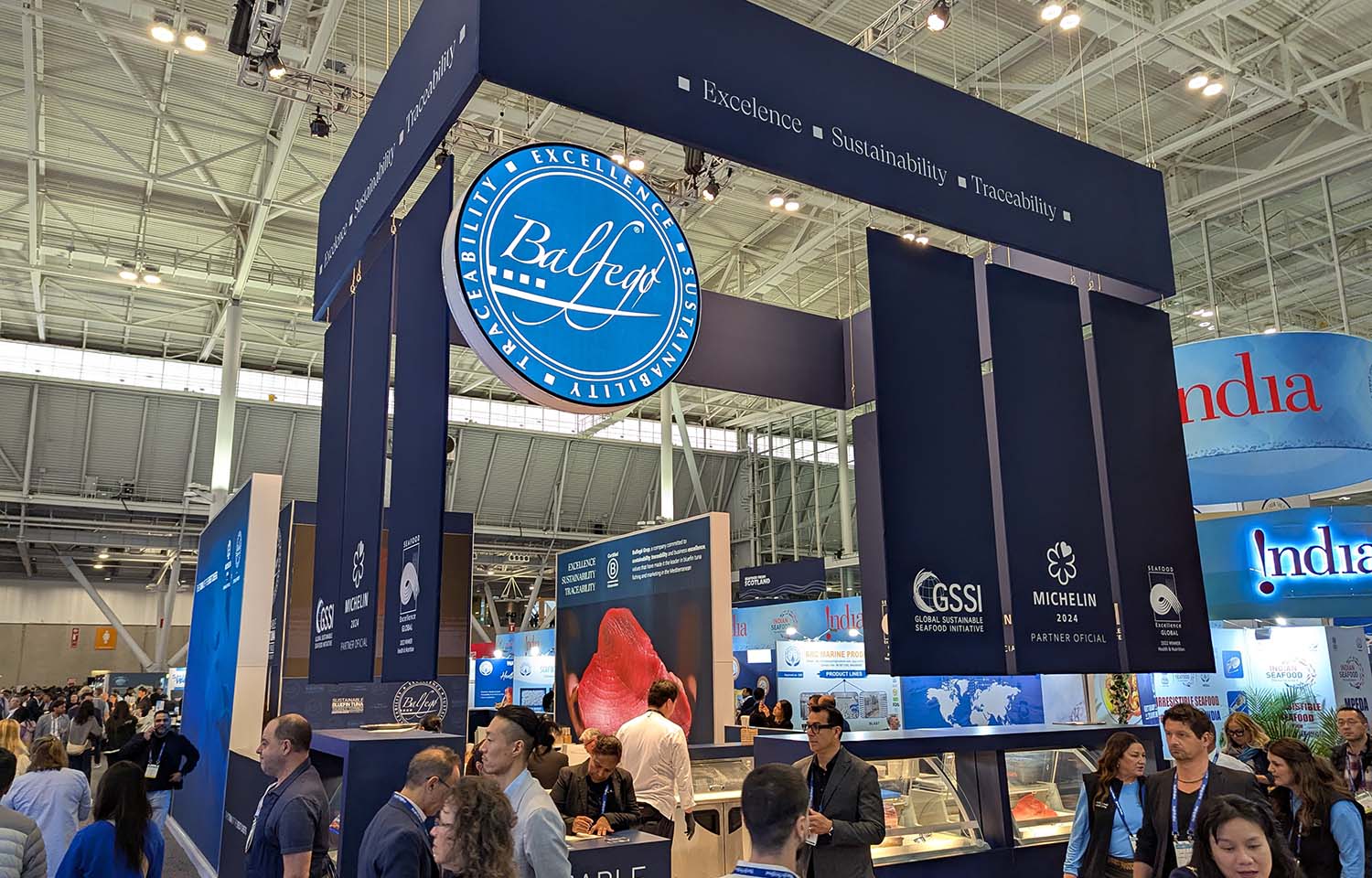 Spanish tuna company Balfegó's booth at the 2025 Seafood Expo North America