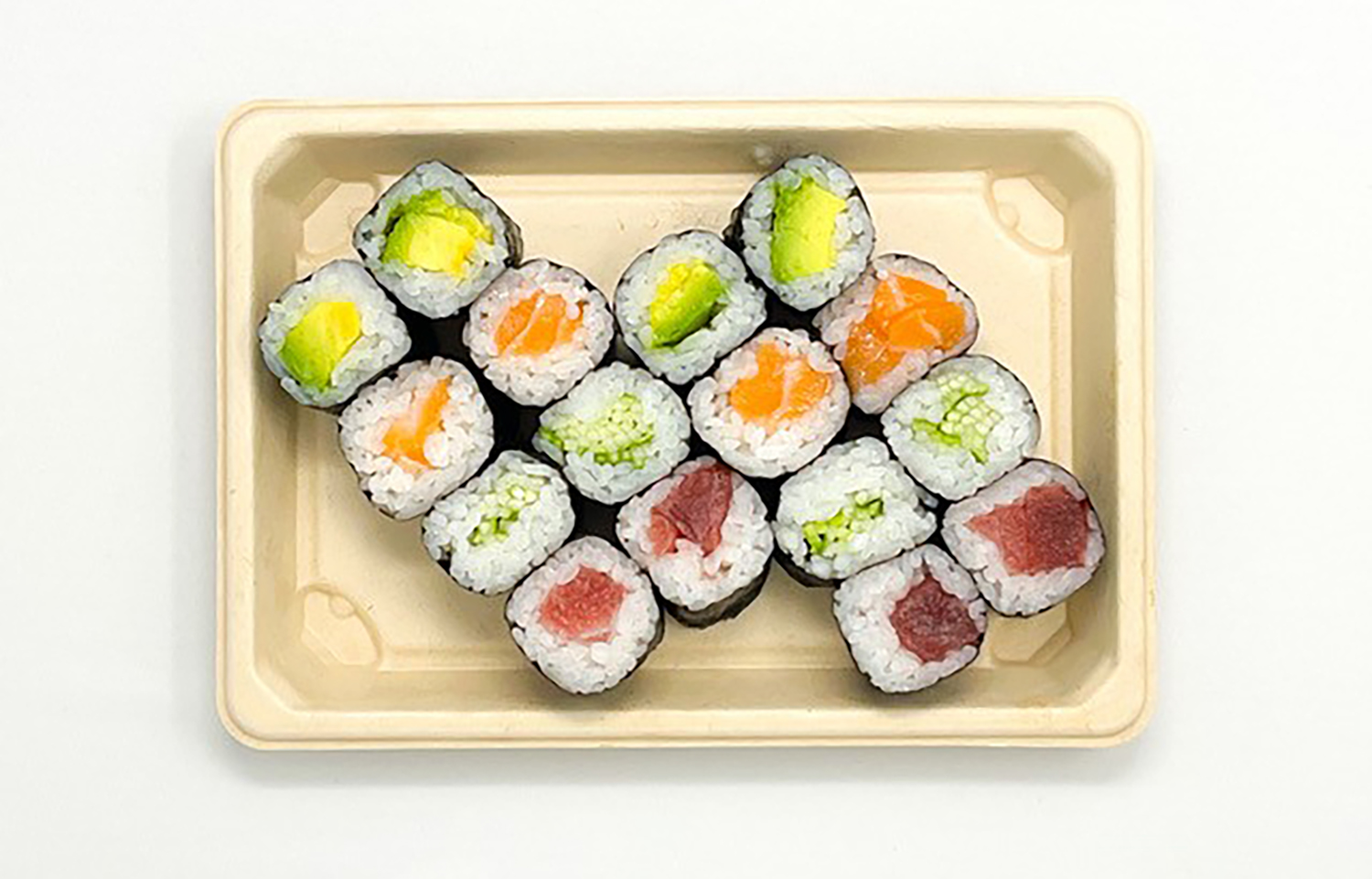 Sushi offerings from Gelson's in a tray