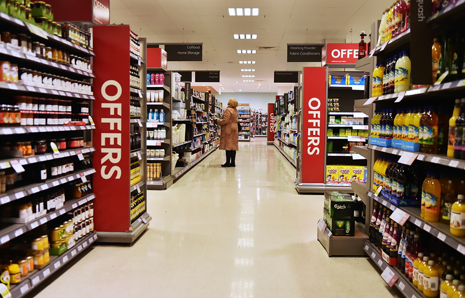 An aisle at Waitrose in Bath, U.K.