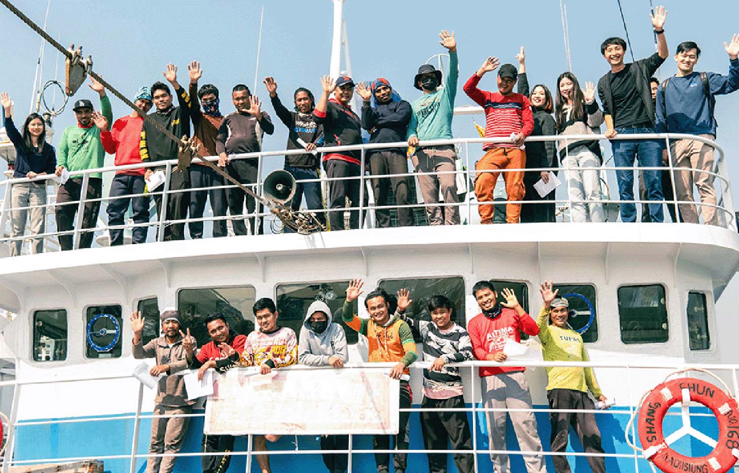 Fishermen onboard a Taiwanese distant-water vessel.