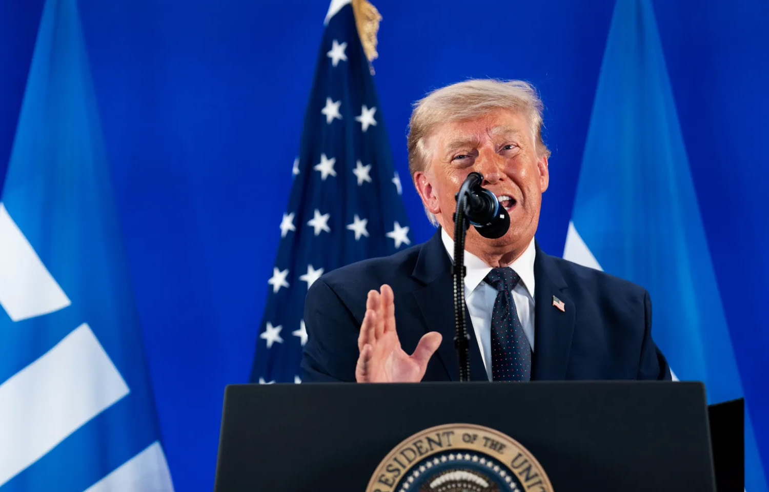 U.S. President Donald Trump giving a speech.