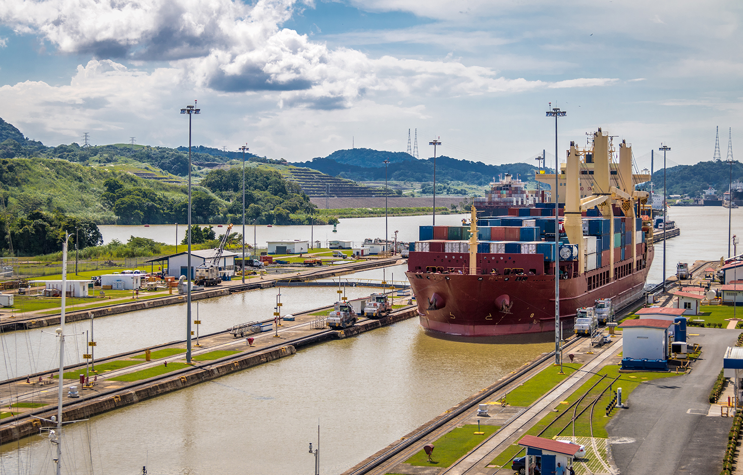 Shipping vessel in the Panama Canal