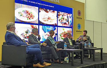 A panel of experts discussing the seafood industry at Seafood Expo Asia