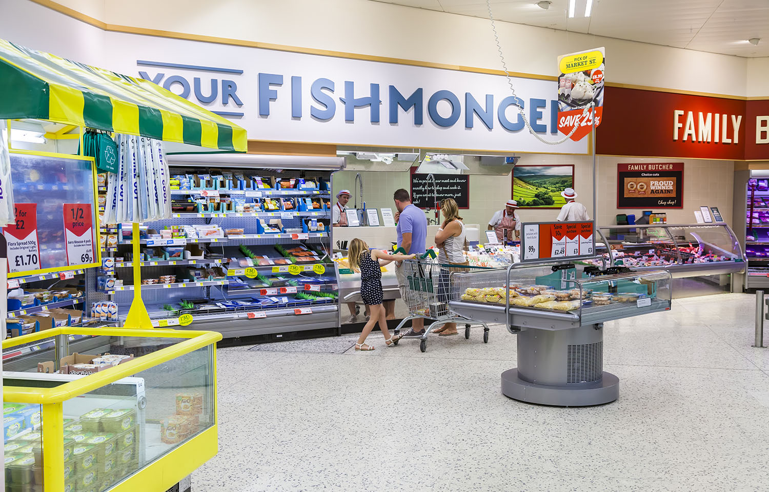 A seafood section inside a Morrison's in the U.K.