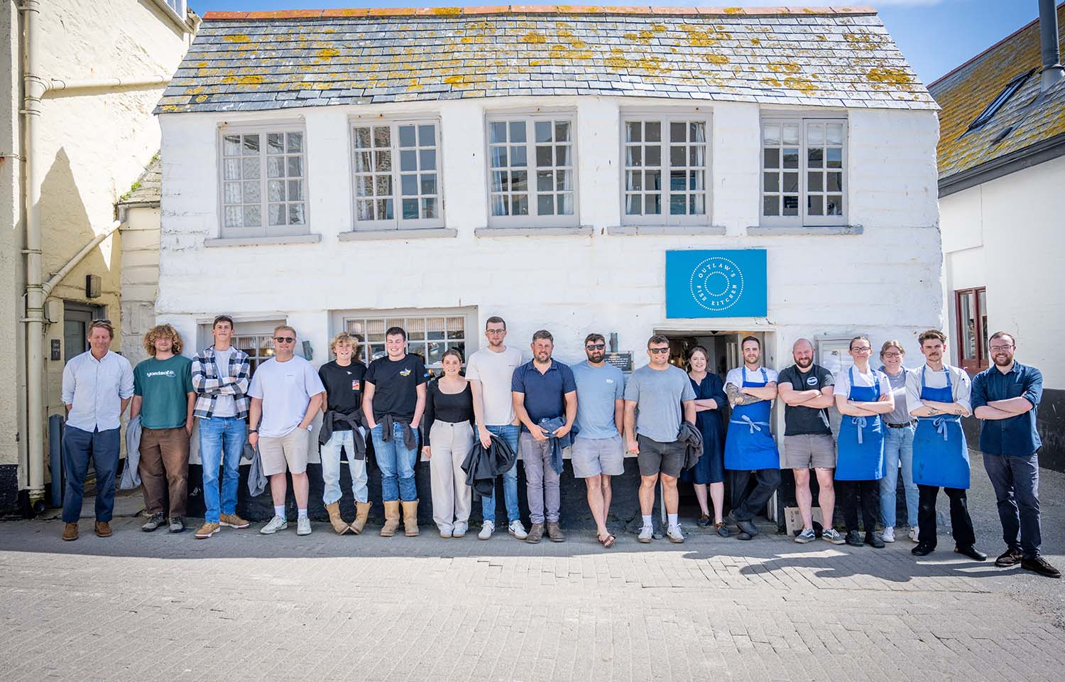 Young Fishermen Network's new members outside Nathan Outlaw's restaurant