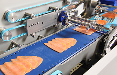 A Marel salmon slicing machine.