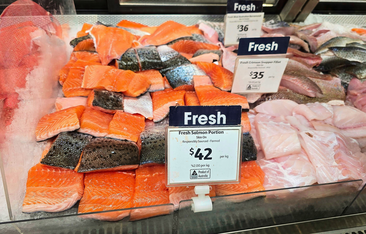 A seafood counter at Australian retailer Woolworths