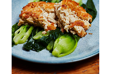 A prototype of Loki Foods' plant-based cod fillet analog