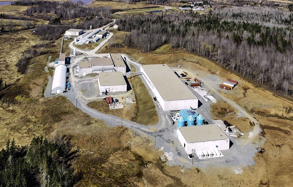 An aerial view of Sustainable Blue's facility in Nova Scotia