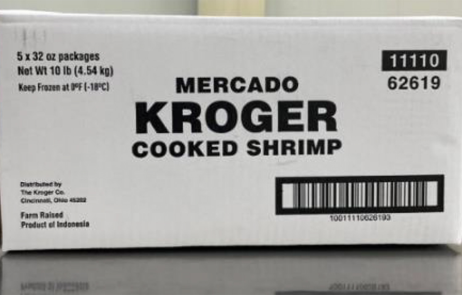 A box of Kroger shrimp