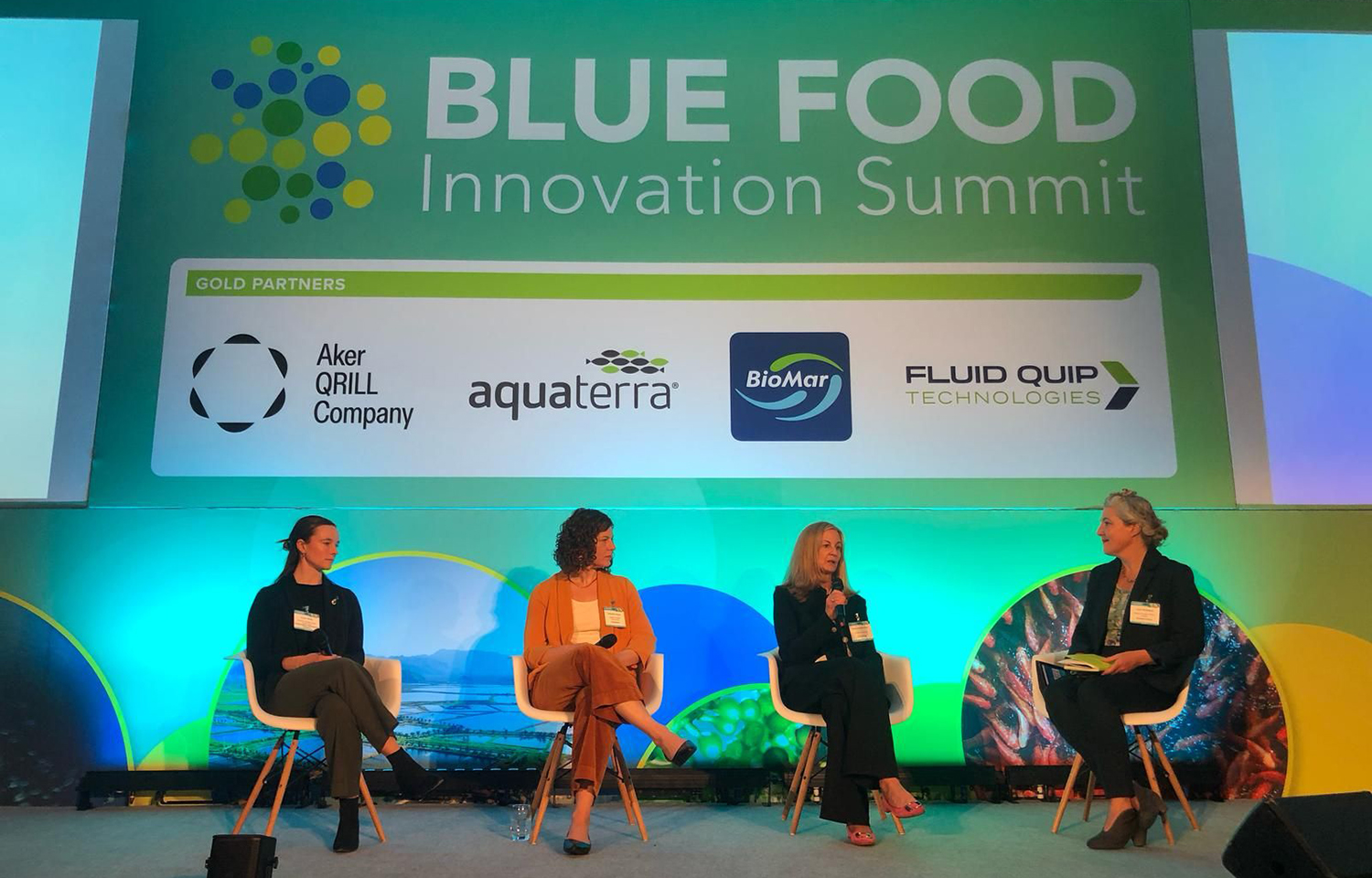 A panel at the 2025 Blue Food Innovation Summit discussing the current state of the global seaweed sector
