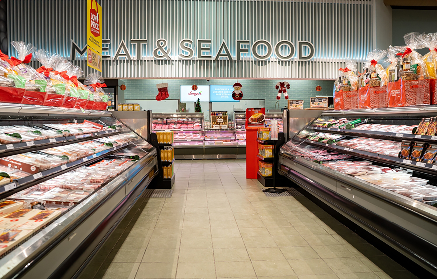 A grocery store's seafood aisle